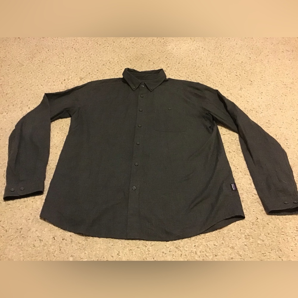 PATAGONIA MENS SZ L ORGANIC COTTON LS BUTTON DOWN SHIRT GUC